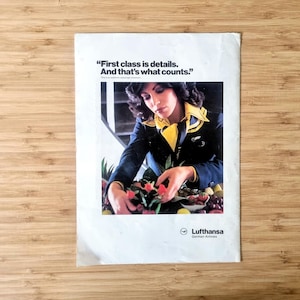 Vintage Lufthansa Airlines Print Ad: 1980s German Travel Decor
