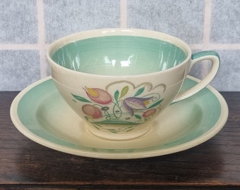 Susie Cooper Cup & Saucer – Dresden Spray Pattern – Vintage 1950s