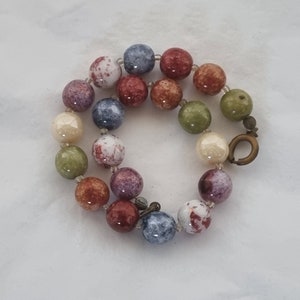 Bracelet en verre artistique multicolore | Bijoux en perles vintage | Accessoire femme 7,5 pouces