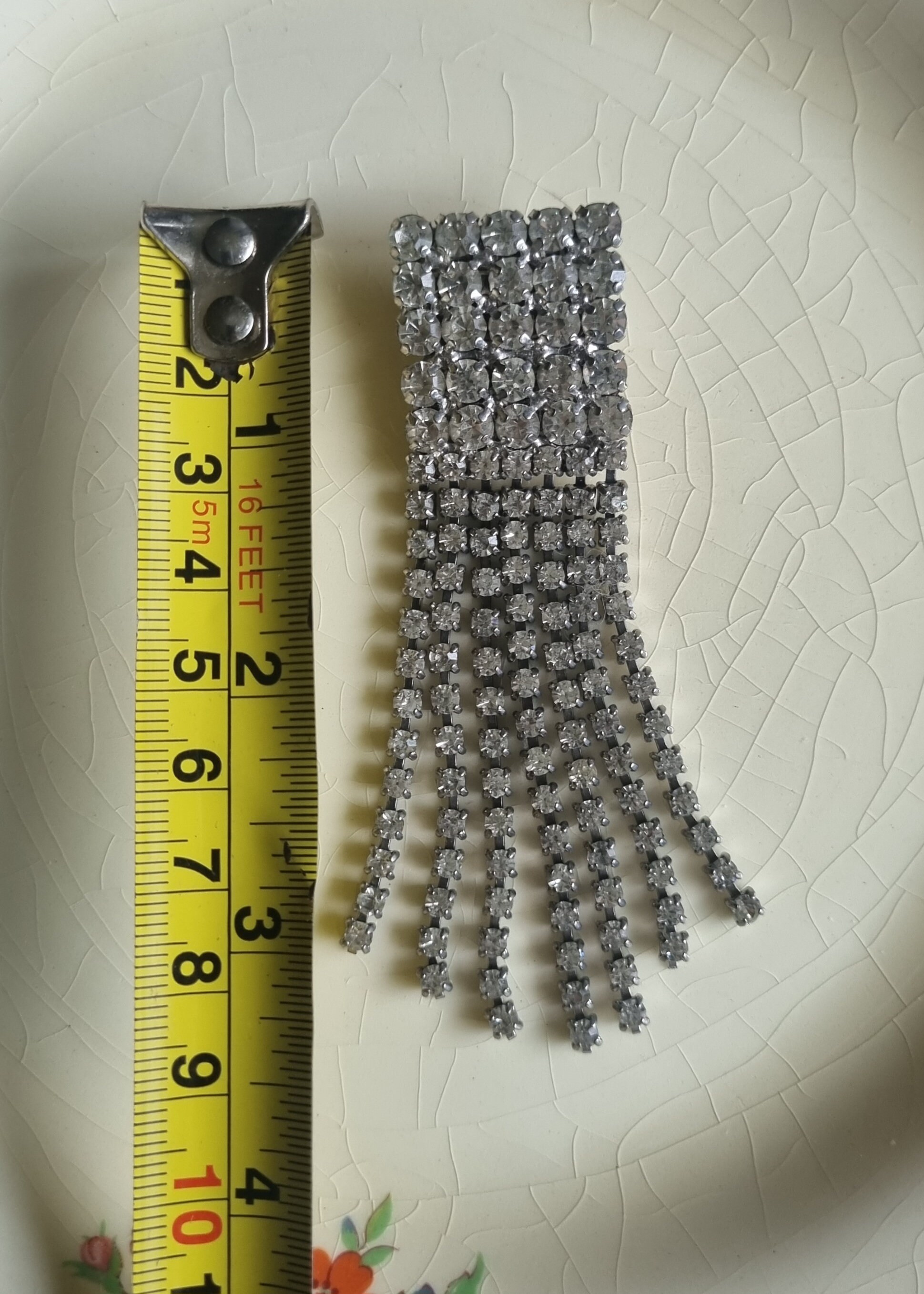 Art Deco 1960’s Rhinestone Tassel Brooch - Silver-Tone Rhinestone Accent Art Deco Rhinestone Brooch | Vintage Cascading Crystal  main image 2