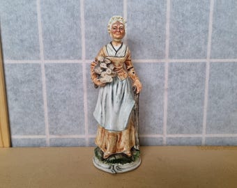 Old Farm Lady Figurine Japanese | Elderly Woman with Firewood | 8&quot; Hand Painted Rural Worker | Made in Japan Asian Art