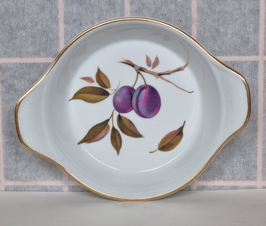 Royal Worcester Evesham | Gold Rim Plum Dish | Vintage Porcelain Server ...
