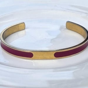 Gold-Tone Pink and White Inlay Cuff Bracelet 18K Gold Pavé Cuff Bracelet | Nickel Free Jewelry – REALM main image 3