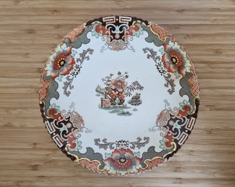 Antique Imari Plate, Samuel Radford England, Antique 1800s,  Victorian Pottery Ceramics - Opulent Colours and Floral Pattern, 23cm, 9"