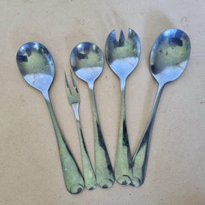 Vintage Prima 18/10 Stainless Steel Serving Set | Three Spoons Fork | Elegant Serving Utensils Hostess Collection