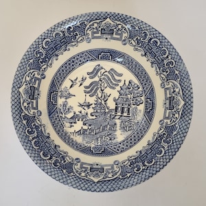 Blue Willow Bowl English | Vintage Ironstone Small Dish | Traditional Blue White China | 6 inch Dessert Fruit Bowl Asian Scene