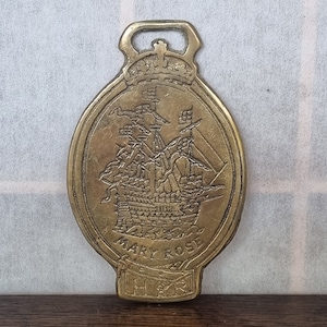 Vintage Horse Brass Medallion British Galleon Ship Mary Rose