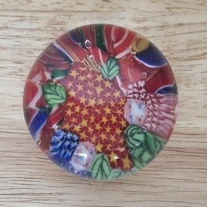 Vintage Art Glass Paperweight | Millefiori Stars Design