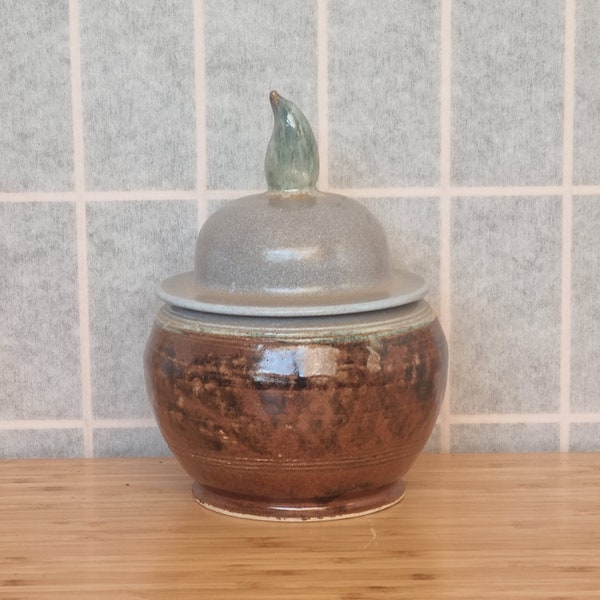 Rare British Studio Pottery Ashes Urn, Cremation Urn Signed, Memorabilia Holder, Unique Memorial Gift