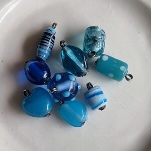 Vintage Glass Beads | Blue Art Glass Charms | Handmade Lampwork Pendant Collection | Jewelry Making Supplies