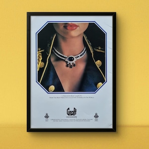 1980s Jewellery Advert, Graff Necklace Advertisement Original Print Page, 1983 Vintage Magazine Ad, Collectible Retro Fashion Decor