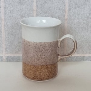 Churchill China Mug | Vintage Gradient Ceramic Coffee Cup | Brown Beige White Stoneware | Rustic Farmhouse Kitchen Collectible
