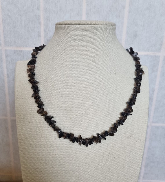 Collier Perles Ancien Pâte De Verre Bohême - Tons Bleu/gris, Occasion, Fermoir Laiton