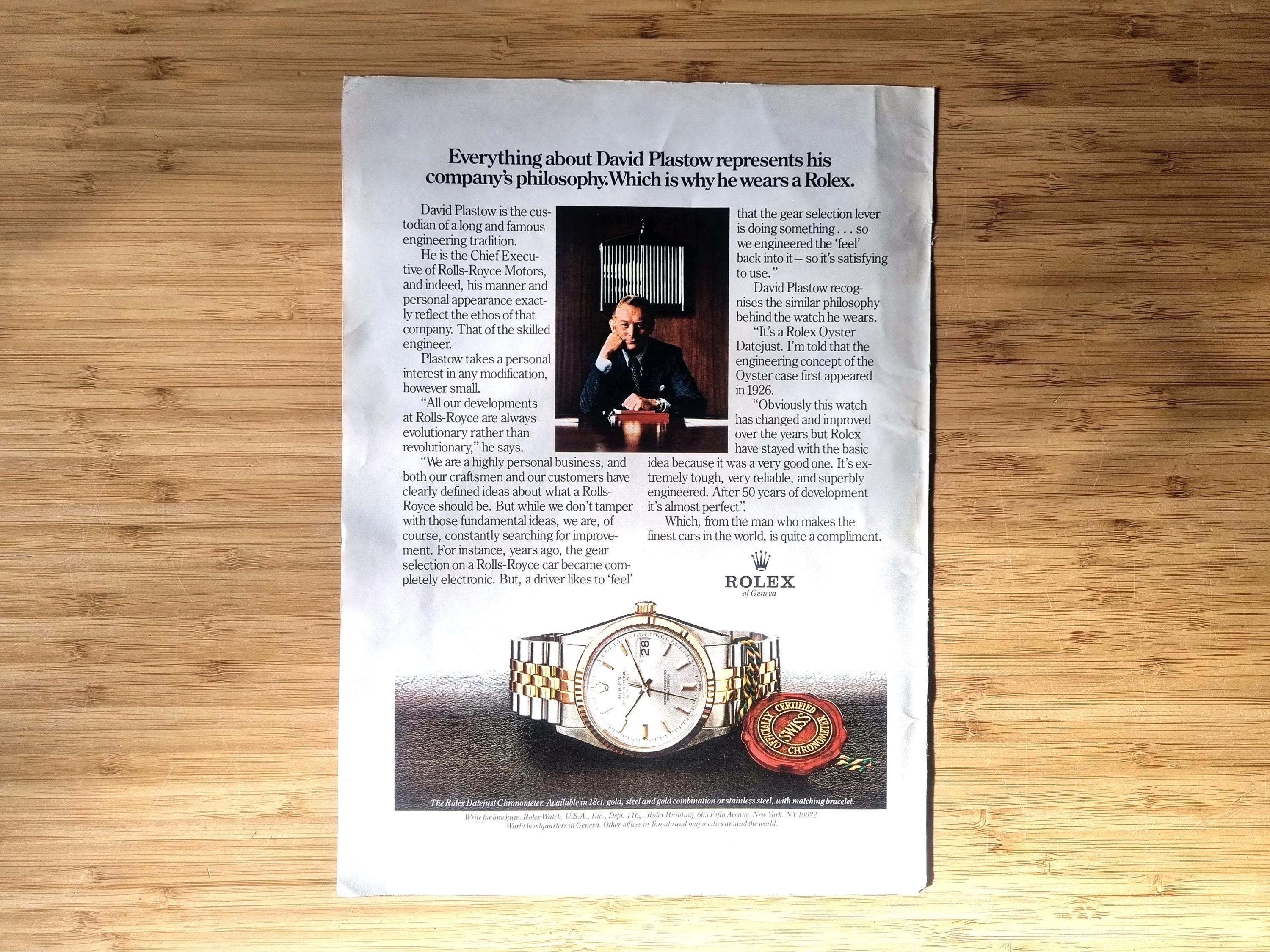 ROLEX 時計広告 アートプリント フレーム付き ヴィンテージ時計雑誌広告、ロレックス デイトジャスト エグゼクティブ