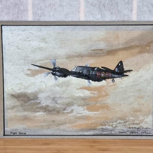 Original WW2 RAF Aircraft Painting, Bristol Beaufighter V8324 Night Fighter Art, 29 Squadron Aviation Artwork, Military Collector Decor