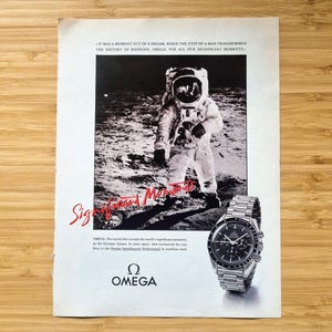 Original Omega Speedmaster &quot;Significant Moments&quot; Advertisement, Moon Watch Magazine Advert Man Cave Frameable