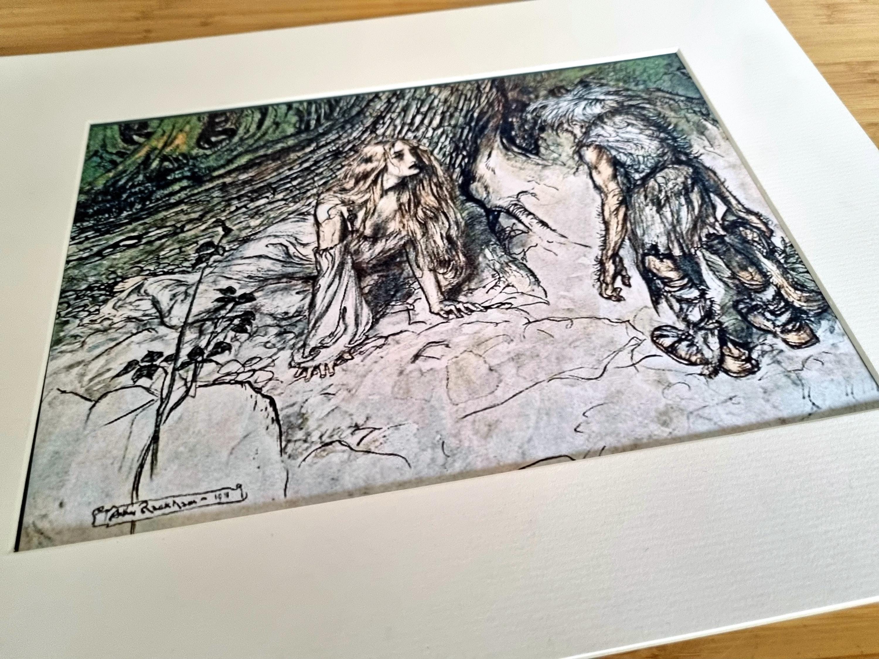 Art Print Illustration, Arthur Rackham Mime Finds Siegfrieds Mother ...