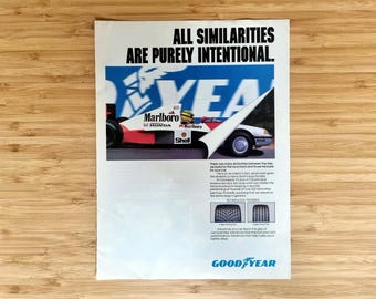額入りフォト アイルトン・セナ Marlboro F1 ジョーホンダ アイルトン・セナの広告、マクラーレン・ホンダ、1991年のヴィンテージ