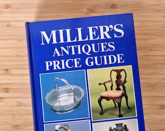 Libro de referencia vintage, Guía de antigüedades de Miller (tapa dura, años 80), Manual de decoración para coleccionistas, Manual ilustrado de precios.