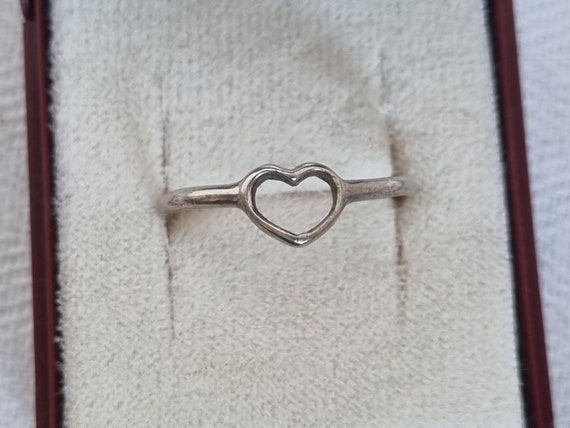 Dainty Heart Ring Vintage 925 Silver Minimalistic… - image 1