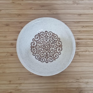 Biltons Ironstone Bowl | Vintage Celtic Rose Pattern | Speckled Oatmeal Ceramic | Mid Century Modern Design 16.5cm | Serving Dish