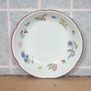 Johnson Brothers Fleurette | Vintage Small Soup Bowl | English China Floral Pattern | Dessert Bowl | Burgundy Trim