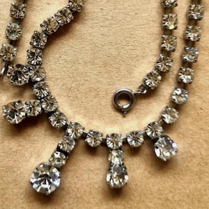Art Deco Rhinestone Necklace | 1920s Style Crystal Drop Collar | Vintage Wedding Jewelry | Special Occasion Statement Piece |