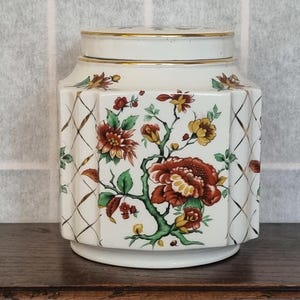 Sadler England Floral Ginger Jar | Vintage Ceramic Tea Caddy | Hand Painted Lidded Storage | Cottage Decor / Ashley Parker Vintage Antique