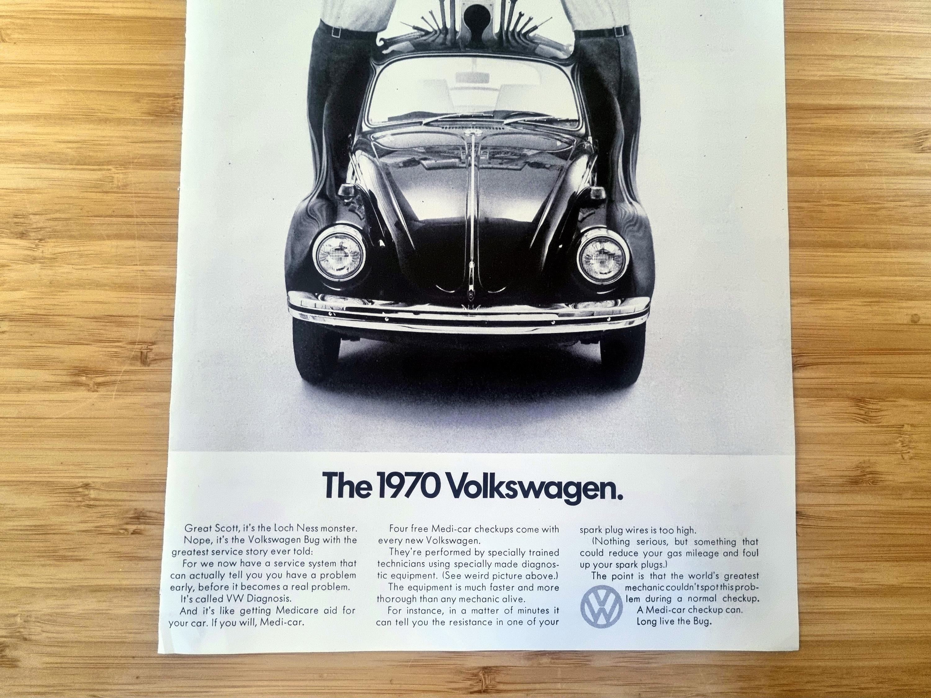Volkswagen Beetle ポスター Original 1970 Volkswagen Beetle Ad “the 1970 Volkswagen.” — VW Bug