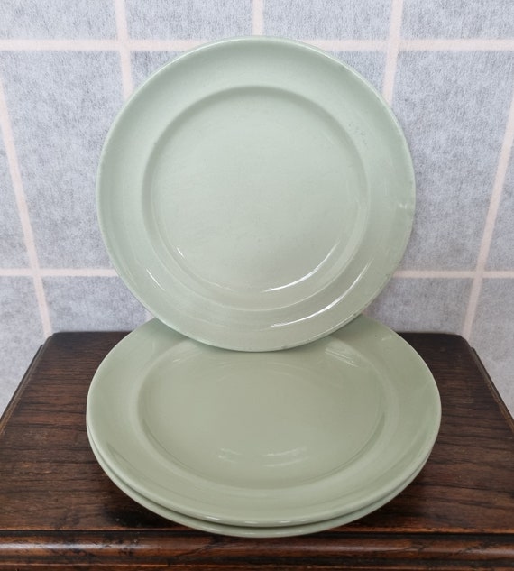 Spode Plates English China Vintage Copeland Spode Flemish Green