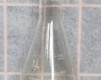 Botanical decor, scientific glass, Vintage Laboratory Flask | 500ml Karter Erlenmeyer | Science Education | Chemistry Decor, home education