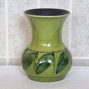 Charles Collard Honiton Studio Pottery Green Leaf Vase, Small Bud Vase, Devon England Art Pottery