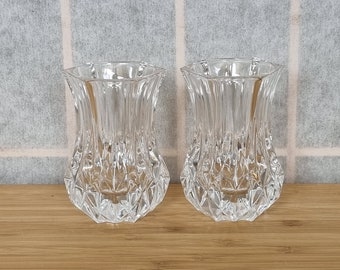 Cristal D'Arques France Crystal Candle Holders - Vintage French Glass - Pair of Small Jars