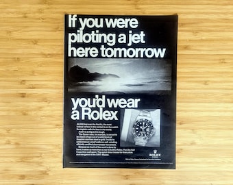 Rolex 1960s Luxury Watch Advert, 60s Advertising Art, Original Mag 