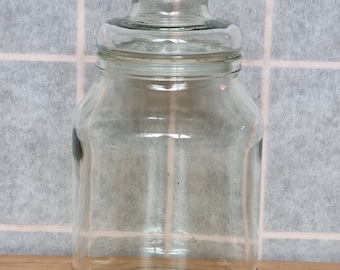Vintage Apothecary Glass Jar - Airtight Sealed and Lidded - Signed to Base - Useful Kitchen Storage Container - Herbs Sweets Coffee Beans