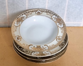 Bol pequeño Noritake vintage / Porcelana blanca con borde de filigrana dorada / Colección de mesa ornamentada / Decoración para mesa de boda