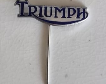 Vintage Motorcycle Lapel Pin, Triumph Enamel Badge, British Motorbike Ephemera, Metal Stick Pin, Collectors Memorabilia