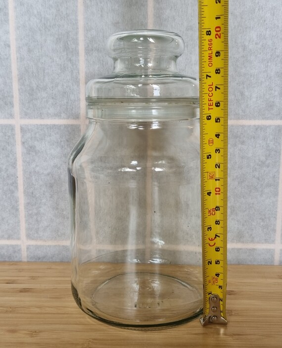 ヴィンテージガラス保存瓶 | 8インチ薬用容器 | 気密バブルノブ蓋