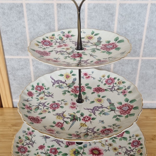 Old Foley James Kent Chinese Kent Cake Stand 3 Tier Vintage