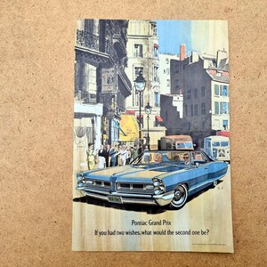 1960s Pontiac Grand Prix Two Wishes Ad Advertisement, 1965 Magazine Advertisement, Original Print