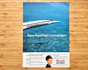 Original Vintage British Airways Concorde Advertisement 1976