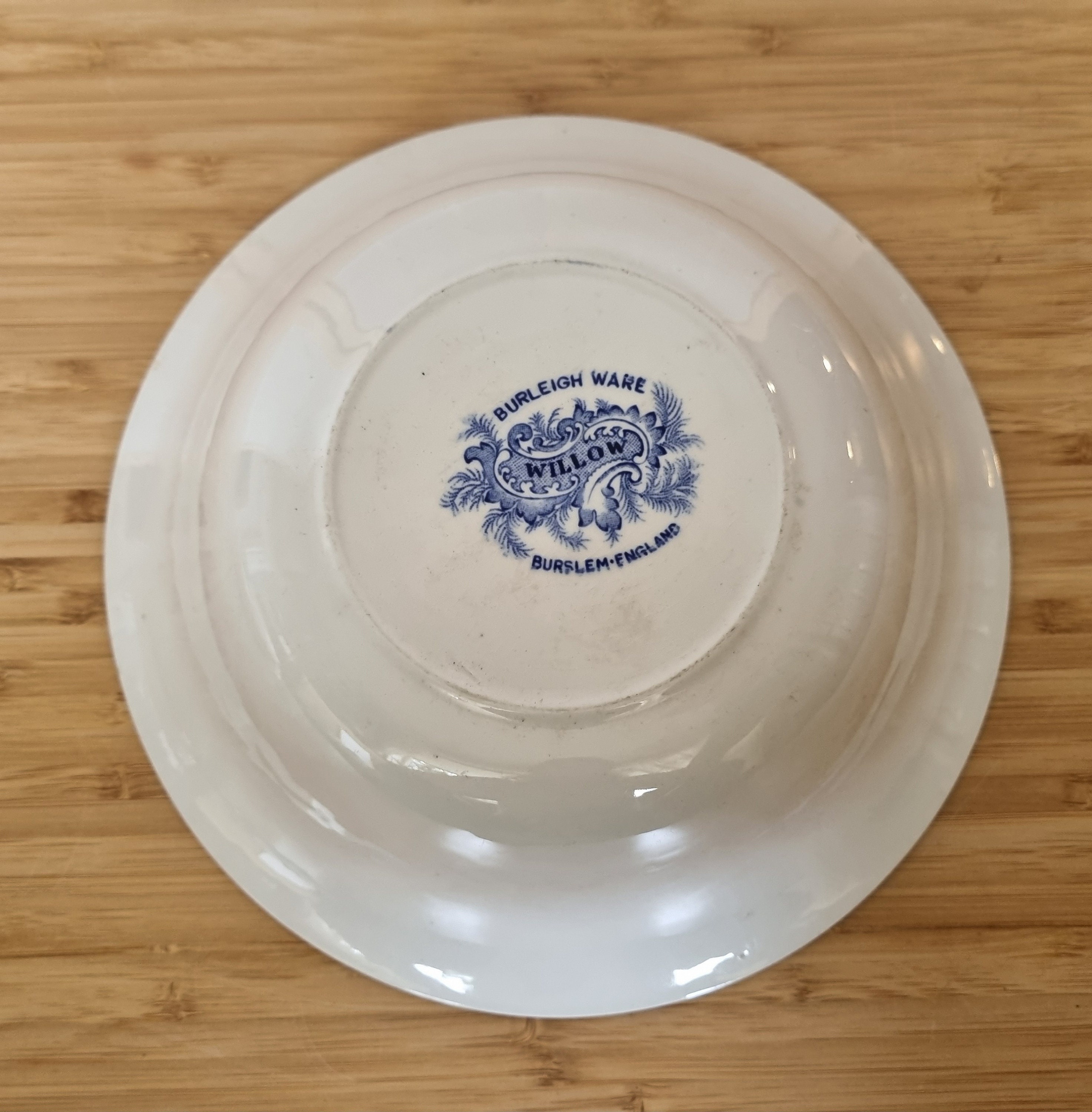 Burleigh Ware Blue Willow Bowl | Deep Serving Dish 21cm | Vintage