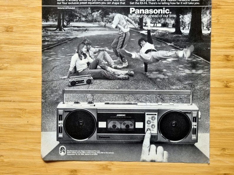 Panasonic Ambience Sound Boombox 1980s Magazine Ad, Breakdance Park ...