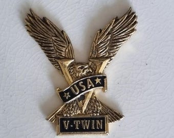 Vintage Harley Davidson Eagle Pin Badge - Large Wings Motorcycle Collectible