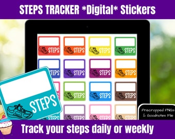 STEPS TRACKER Digital Stickers for Weight Loss for iPad Planner | GoodNotes Planner Digital Stickers | Hand Drawn Notability Noteshelf XODO