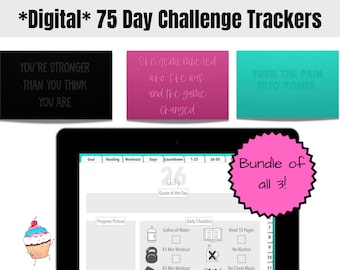 DIGITAL 75 Day Toughness Mental CHALLENGE Planner *Bundle* | Digital Tracker HARD Challenge | iPad Tablet Hyperlinked GoodNotes Noteshelf