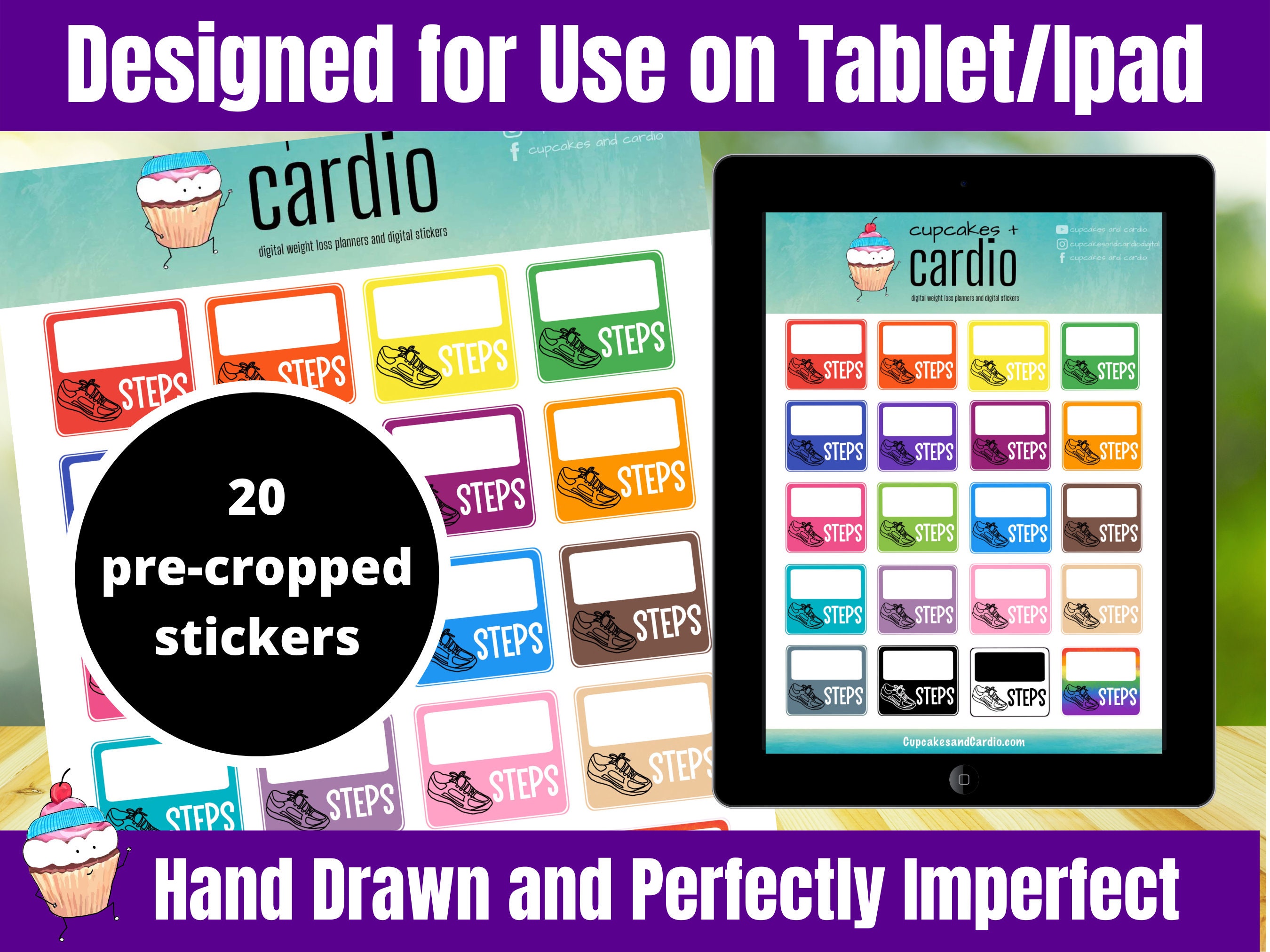 STEPS TRACKER Digital Stickers for Weight Loss for iPad Planner ...
