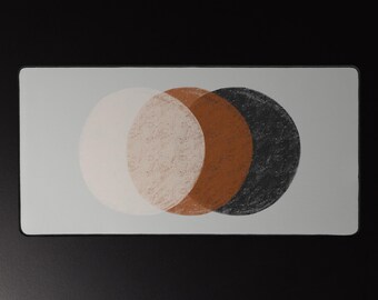 Tapis de bureau bohème triple cercle - Art bohème géométrique minimaliste pour les jeux et le bureau, tapis de souris haut de gamme, tapis de clavier de bureau antidérapant durable