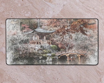 Dessous de table japonais pour temple : aquarelle à l'encre d'art du sanctuaire shinto