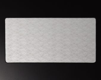 Tapis de bureau traditionnel japonais Grande vague - Authentique tapis de souris de jeu et de bureau à motif de vagues gris clair